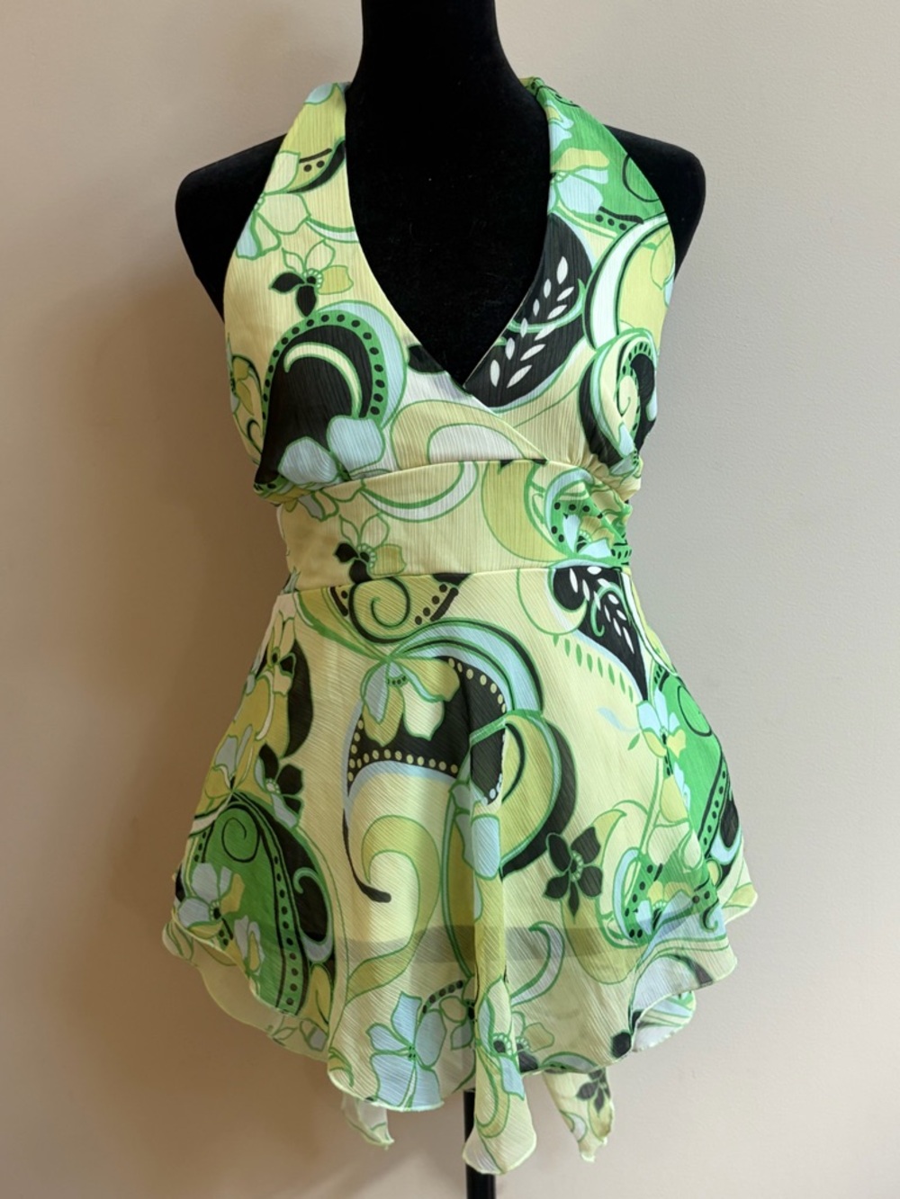 Mixit Y2K Halter Tie Back Top Blouse Retro Fairy Groovy Spring Summer Shirt Tank